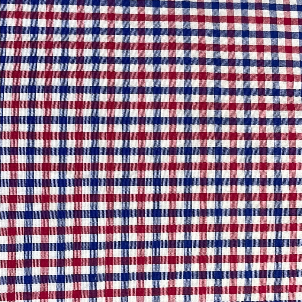 Red + Blue Checked cotton fabric 5 yds +
15 yards ruffles, 15 yards bias tape